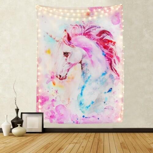 Pink Unicorn Printed Wall Hanging Tapestries Bedspread Throw Home Decor