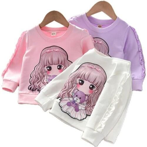 New Baby Girls Cotton Long Sleeve Cartoon T-Shirt Bottoming Shirt Children Casual Spring Autumn Kids Baby Girls Printing Tops