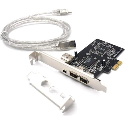 PCIe 3 Ports 1394A Firewire Expansion Card, PCI Express 1X to IEEE 1394 Adapter Controller for Desktop PC, DV Connection