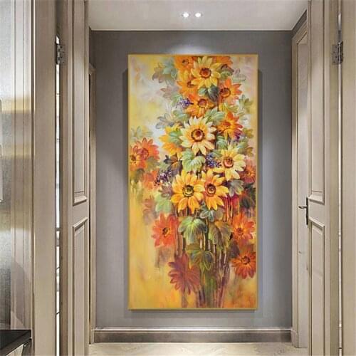 Sunflower Field Landscape Oil Painting On Canvas Corridor Aisle Decor Modern Wall Art Living Room Picture Home Decoration