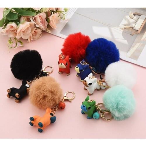 New Puppy Resin Keychain Car Bag Pendant Keyring Ornament Accessories Ball Creative Key Chains Gift