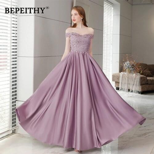 Robe De Soiree Off The Shoulder Purple Long Evening Dress Floor Length Vintage Prom Dress Vestido De Longo 2020