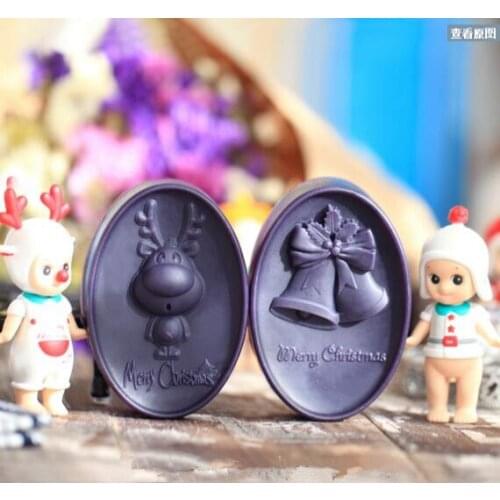 Christmas Silicone Mold for Soap and Candles Making Mould Diy Craft Molds Silicone Rubber Deer Christmas Bells PRZY Eco-friendly