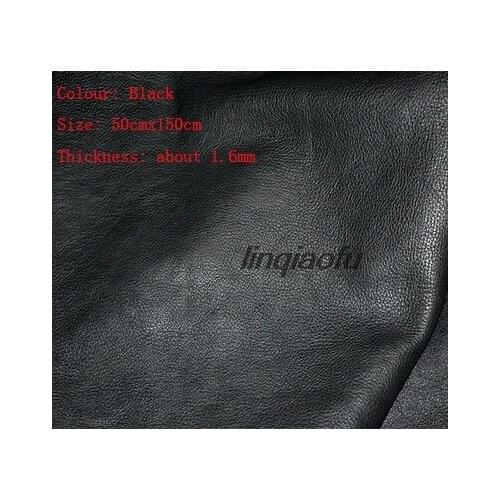 DIY handmade suede leather black plain pebbled leather fabric