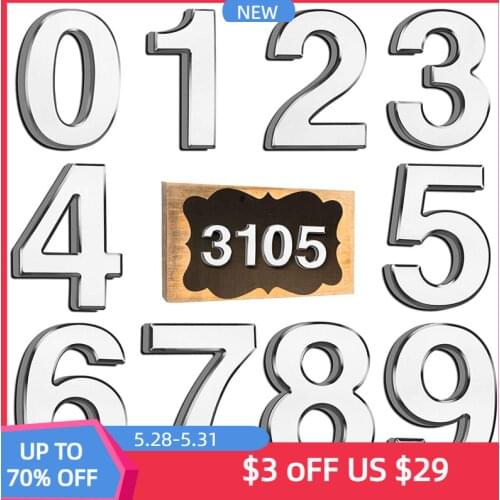 3D Door Numbers Plate 5cm Self Adhesive Outdoor Street Mailbox Sign Modern House Address Digit Sticker for Room Office Apartment