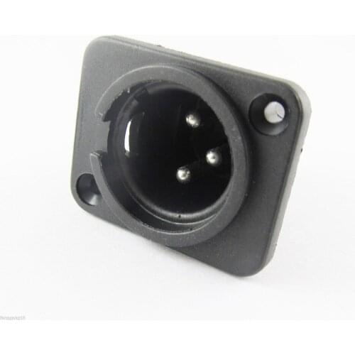 10pcs XLR Male Plug 3 Pin 3-Pole Panel Mount Chassis Socket Connector Black New