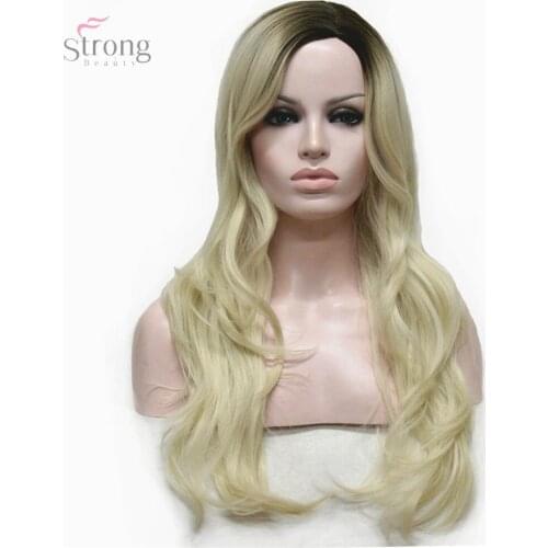 StrongBeauty Womens Wig Blonde Ombre Long Curly Hairstyles Hair Synthetic Heat Resistant Fiber Full Wigs