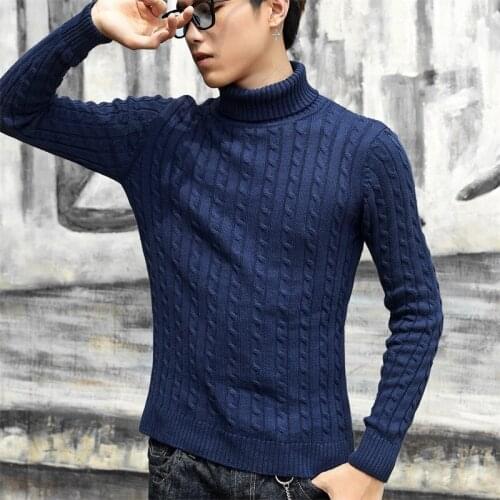 New Turtleneck Sweater Men 2020 Autumn Winter Knitting Korean Thickened Pullovers Sweaters Solid Color Plus Size 4XL/5XL 120kg