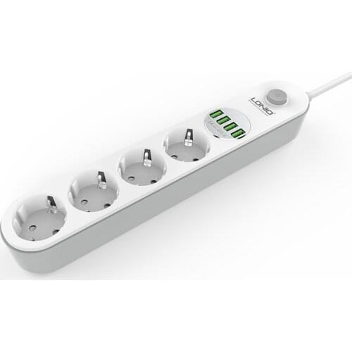 4-socket power strip, AOFO multiple socket with switch function, for smartphones and tablets, at home and in the office