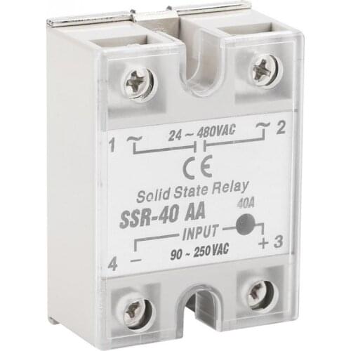High Quality SSR-40AA 40A Solid State Relay Module AC-AC Input 90-250V AC Output 24-480V AC
