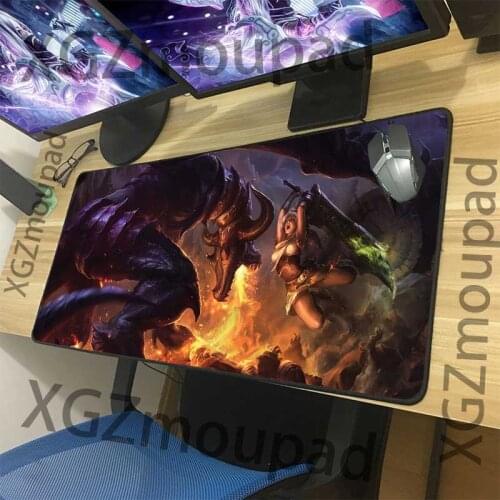 XGZ Large Gaming Mouse Pad Black Lock Edge Anime Animal Crocodile Riven Custom Computer Keyboard Table Mat Non-slip Rubber Xxl