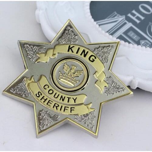 Movie Jewelry The Walking-Deads Uniform Star-King County Sheriff Badge Gaes Cosplay Pin Shirt Brooches