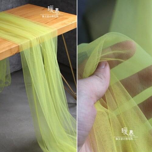 Yellow Green Mesh Soft Diamond Delicate Perspective Tulle Mesh Fabric for Wedding Garment