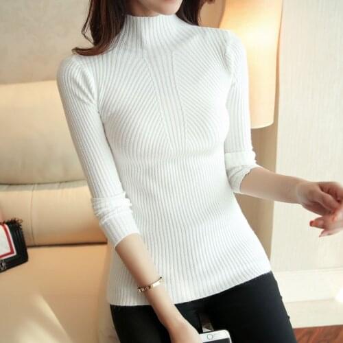Womens Basic Turtleneck Sweaters Winter Fashion Solid White Black Thick Tops Sweaters Long Sleeve Pullovers Femme Clothing 2021