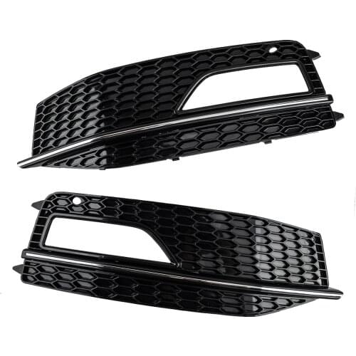 8K0807682 1 Pair ABS Gloss Black Front Bumper Lower Fog Light Grill Grille 8K0807681 Fit for Audi A4 B8 S-Line S4 2013 2014 2015