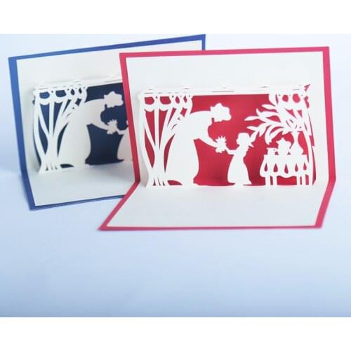 10pcs Wholesale 3D Handmade Mummy and Daughter Paper Blessing Greeting Cards PostCard Thanksgiving Mothers Day Grandma Gift