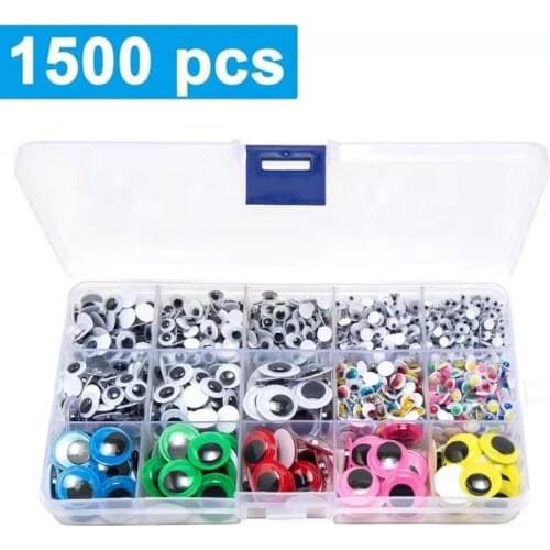 1500PC 4mm/5mm/6mm/8mm/15mm Mixed Self-adhesive Googly Eyes Stickers Wiggly Eyeballs DIY Handmade Dolls Toys Eyes Accessories