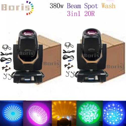 2pcs Duty Sharpy Lyre 380w 20R Beam Spot Wash 3in1 Moving Head Stage DJ Lighting Club Disco Professional Lights Club Equipment
