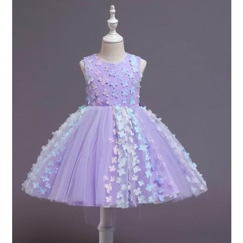 2020 Dresses For Girls Wedding Dress Puffyskirt Three-Dimensional Flowers Children Birthday Evening Dress Casual Girls Clothing