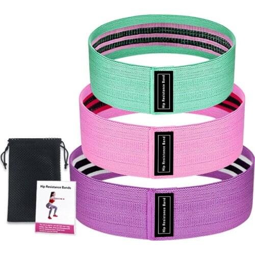 3Pcs Anti-Slip Thigh Hip Elastic Yoga Pilates Fitness Training Resistance Band Fitness Equipment Accessories