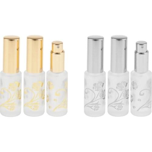 3 Piece Empty Makeup Perfume, Essential Oil, Lotion, Refillable Bottle 15ml, Frosted Container Case, Portable for Travel