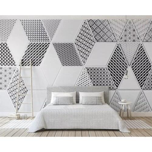 Beibehang Custom wallpaper 3d photo mural black and white style geometric pattern rhombus Nordic background wall paper 3d murals