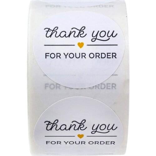 500 Pcs / Roll White Classic Toys Thank You For Your Order Stickers Round Scrapbooking Stationery Sticker Cake Baking Stickers