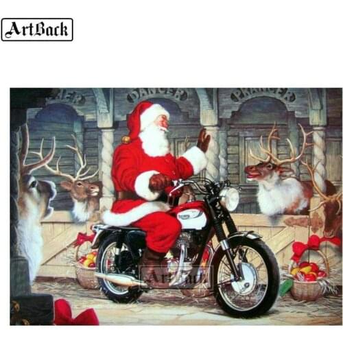 5d diy diamond painting Santa Claus motorcycle full square landscape 3d diamond mosaic sticker cross stitch home decoration