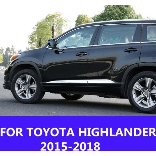 Accessories chrome abs door side line garnish body molding cover protector trim Exterior FOR TOYOTA HIGHLANDER 2015-2018