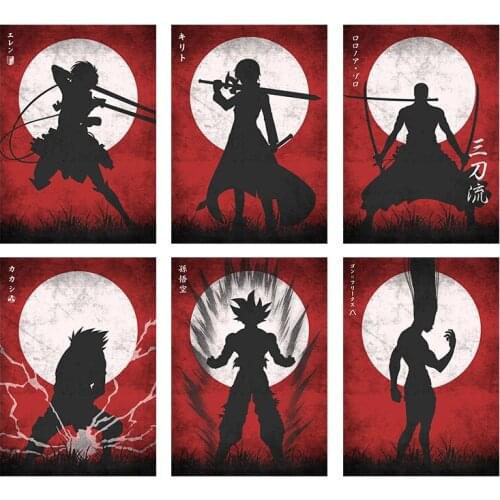 Anime One Piece Naruto Dragon Ball Poster Luffy Chopper Zoro Gaara Goku Canvas Painting Mural Living Room Bedroom Home Decor