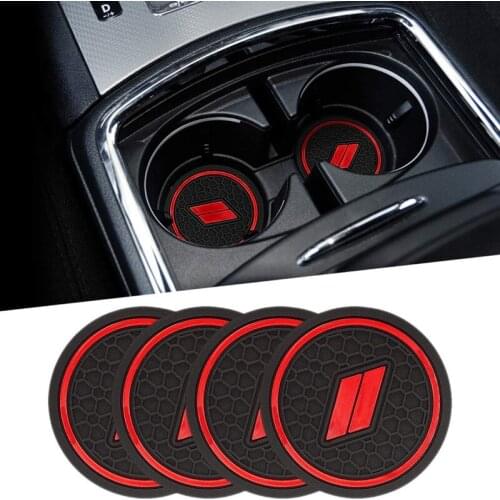4Pcs Car Water Cup Holders Latex Anti-Dust Mat Non-Slip Mat Interior For Dodge Charger 2015-2021