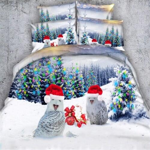 Free shipping 100%cotton 3d owl parrot horse wolf tiger rabbit 4pcs bedding without filler twin/full/queen/king/super king size
