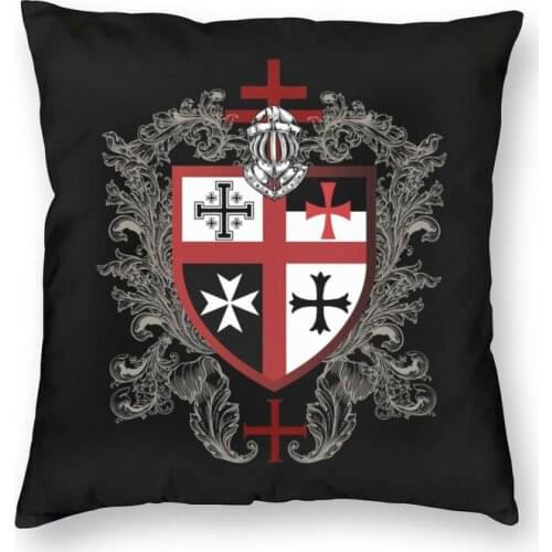 Knights Templar Cross Emblem Cushion Cover 45x45cm Decoration 3D Print Christ Throw Pillow Case for Car Double-sided
