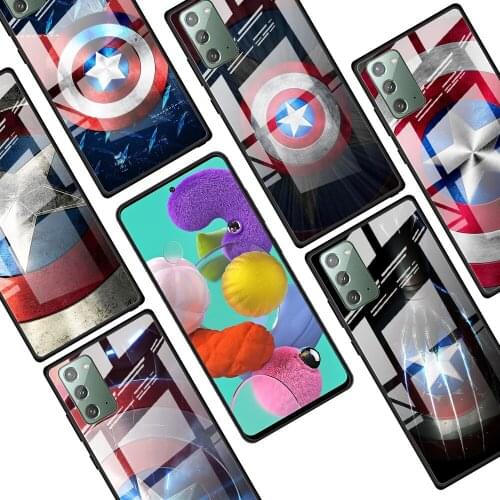 Shield captain america marvel for Samsung Galaxy Note 20 Ultra 10 Lite Plus 9 8 5G A70 A50 A40 A30 A20 Tempered Glass Phone Case