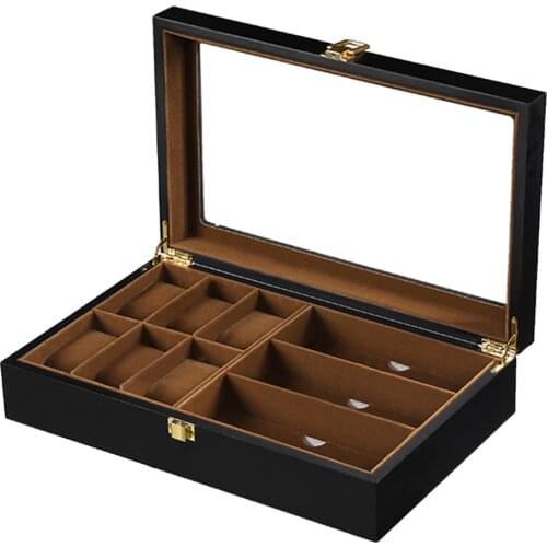 Wooden 9 Slots Watch Sunglasses Box Pillow Showcase Display Case Organizer