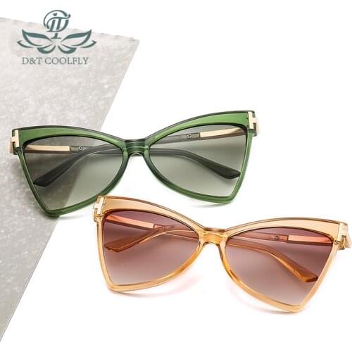 D&T 2020 New Cateye Sunglasses Women Men Fashion Color Lens Metal Frame Vintage Luxury Party Sexy Brand Designer Sunglasses