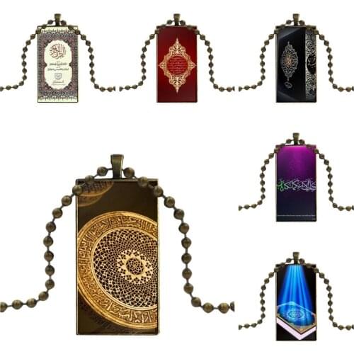 For Women Islam Mosque Quran Islamic Fashion Necklace Handmade Rectangle Shape Choker Necklace Jewelry Multi Designs