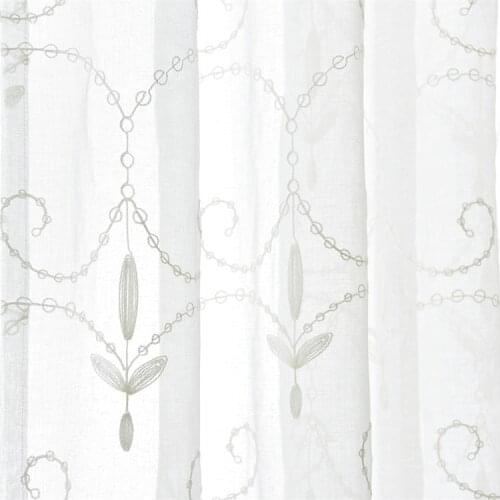 European Modern Embroidered White Sheer Jewelry Curtains for Living Room Voile Tulle Bedroom Window Treatment Drapes Kitchen