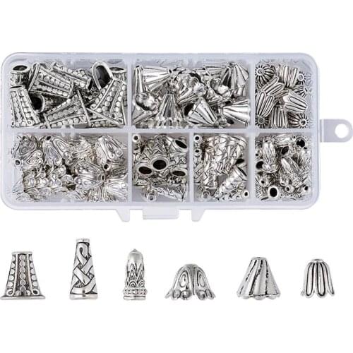 1Box Alloy Bead Caps Spacer Bead Metal End Cap for Jewelry Making Findings Tibetan Style Antique Silver Color 13.5x7x3cm