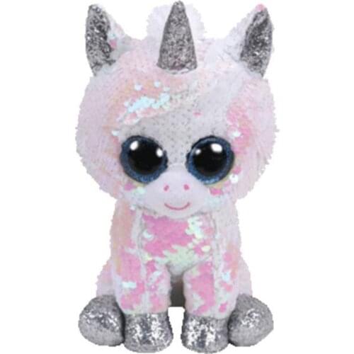 New 6" 15cm Ty Sequins Flippables Diamond The Unicorn Plush Regular Big-eyed Stuffed Animal Collection Doll Toy
