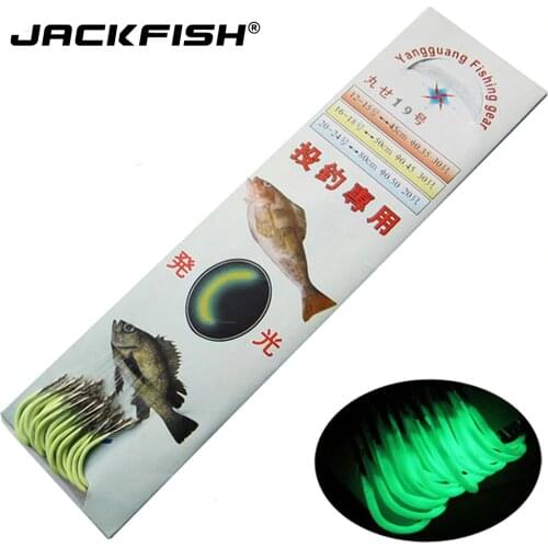 JACKFISH 30pcs/Sets Luminous Fishing Hook with line Barbed Hooks Steel Fishing Hooks Pesca Fishing Tackle Accessories