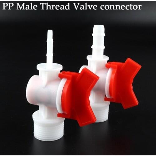 2Pcs 4~20mm To G1/2'' Male Thread PP Plastic Ball Valve Aquarium Air Pump Soft Hose Barb Joint Garden Micro Irrigation Connector