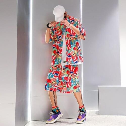 Two-piece Suit Male Summer 2020 New Casual Trend Loose Seaside Beach Vacation Tide Hip-hop Loose And Handsome Set Men