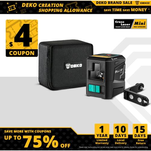 DEKO Laser Level NEW Cross Lines Laser Self-Leveling Horizontal&Vertical with Magnetic Bracket 650nm/520nm--DKLL02PR/DKLL02PG