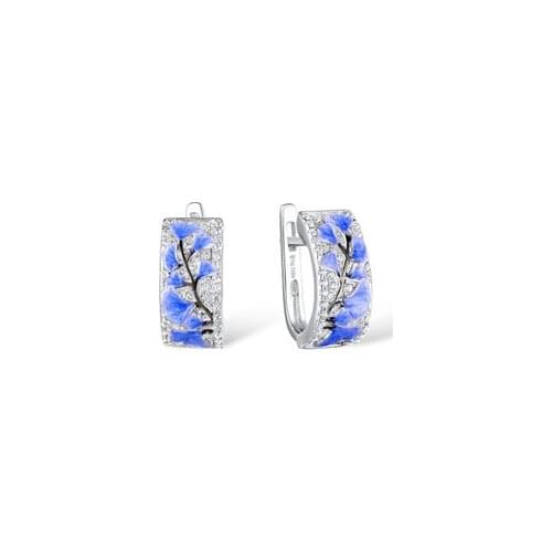 Milangir Fashion Autumn Elements Blue Ginkgo Leaves Drop Earrings For Women Wedding Banquet Fashion Jewelry Whole Sale
