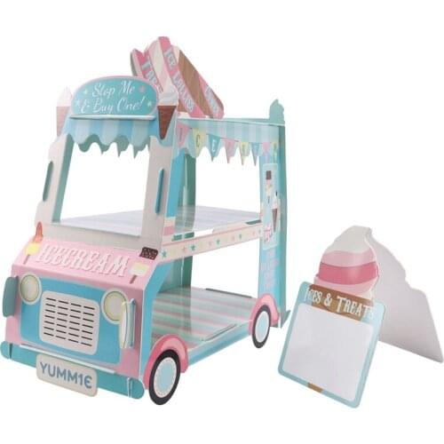 AF89 Ice Cream Van Stand Cars Display Stand Cupcakes Event Party Disposable Birthday Decoration Cupcake Sugar Sweets Crafts Disp