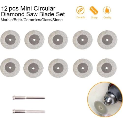 12pcs Mini Circular Saw Blades Set Cutting Disc Ceramics Cutter Glass Cut Spare Parts