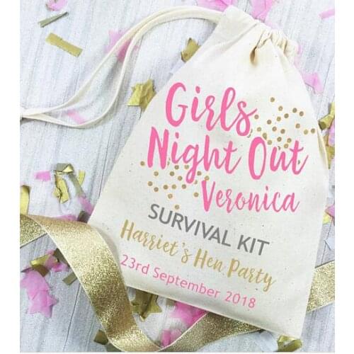 Personalize name date girls hen night party Bridesmaid wedding favor bags Bachelorette Hangover Survival Kit Candy pouches