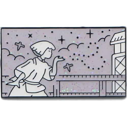 PF252 Dongmanli Anime Figures White Dragon Enamel Pins Badge Brooch Backpack Bag Collar Lapel Jewelry Gifts for Friends