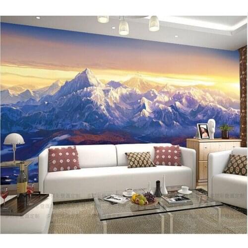 Custom modern 3D snow mountain glacier peak large murals for bar KTV Coffee store room TV background papel de parede